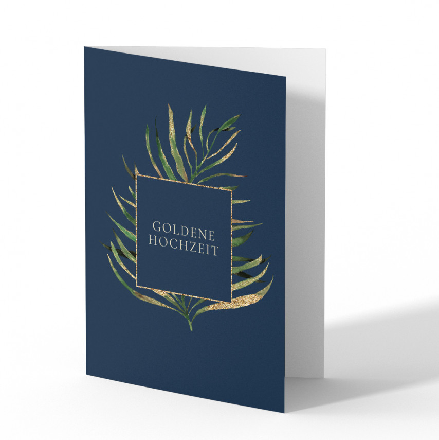 Einladungskarten Goldene Hochzeit - Goldener Farn