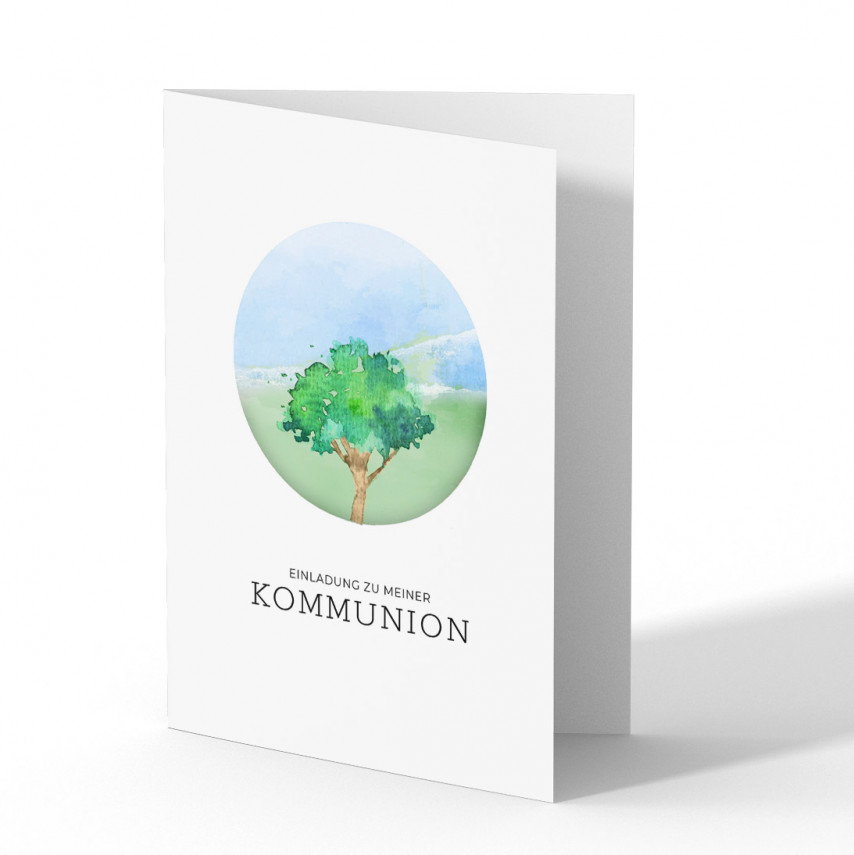 Kommunion Einladungskarten - Baum