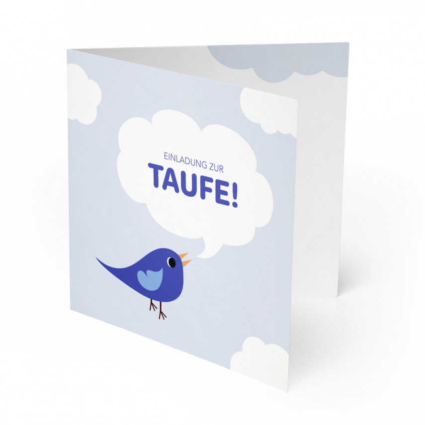 Einladungskarten zur Taufe - Vogel Blau