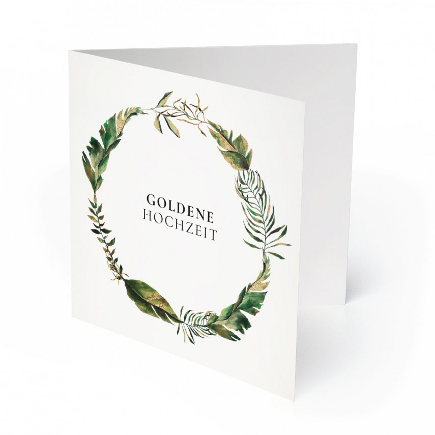 Einladungskarten Goldene Hochzeit - Blumenkranz