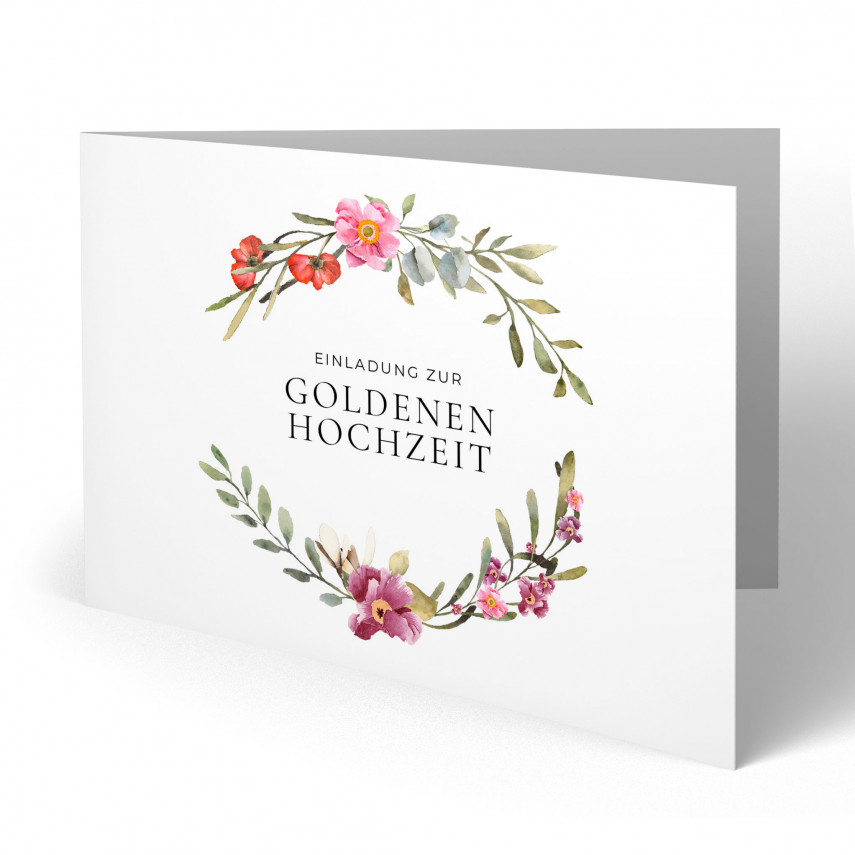 Einladungskarten Goldene Hochzeit - Blumenzweige
