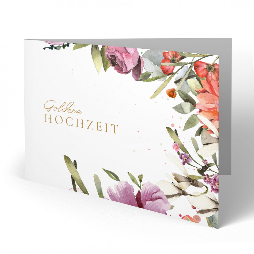 Einladungskarten Goldene Hochzeit - Floral