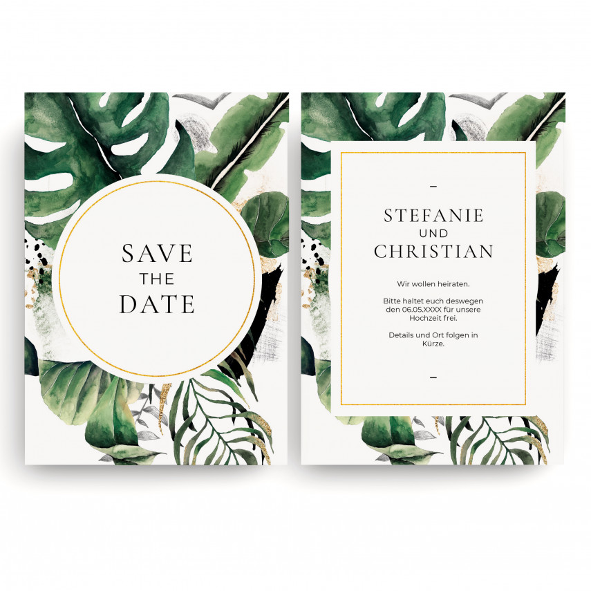 Save the Date Karten zur Hochzeit - Goldblatt