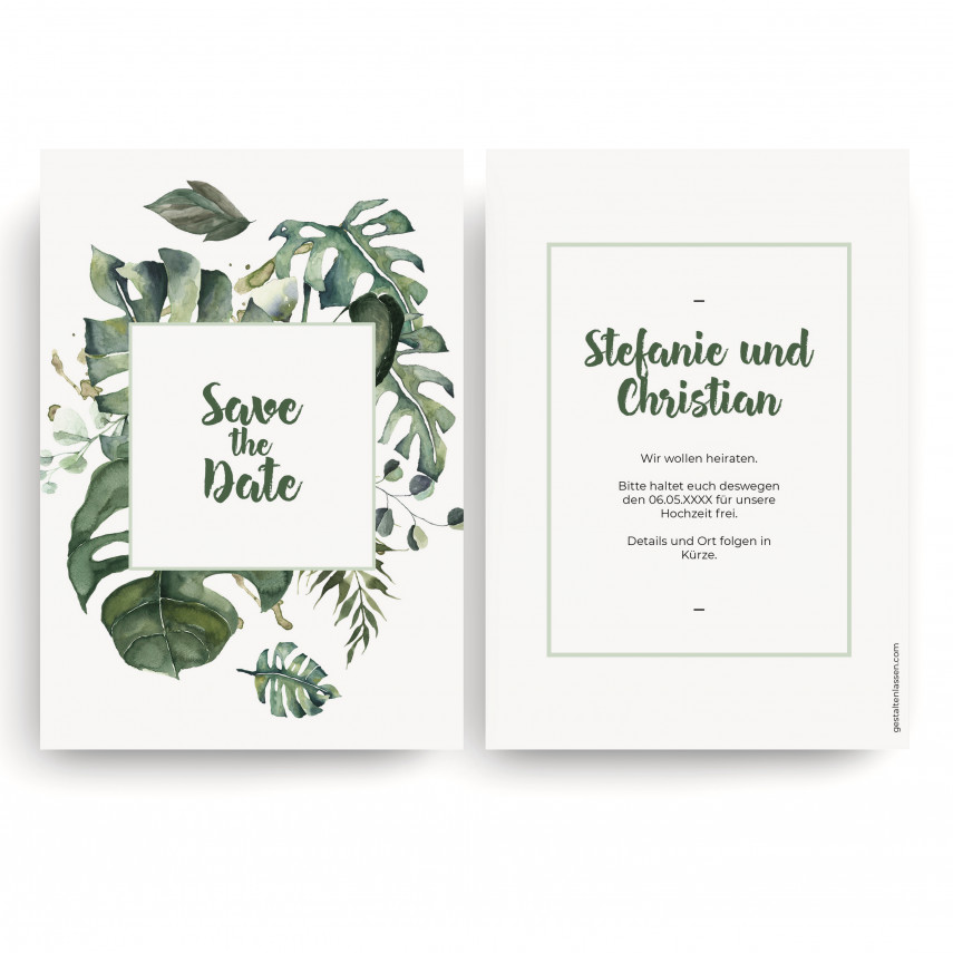 Save the Date Karten zur Hochzeit - Dschungel