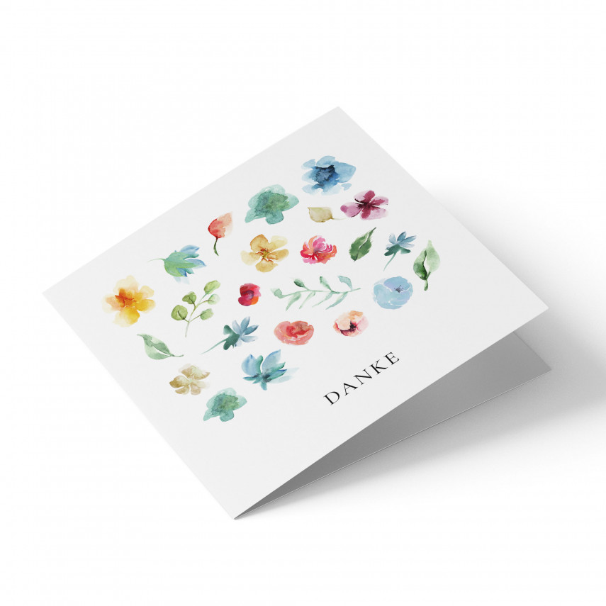 Dankeskarten Mit Aquarell-Blumenmuster – Generische Grußkarten Für Jeden Anlass