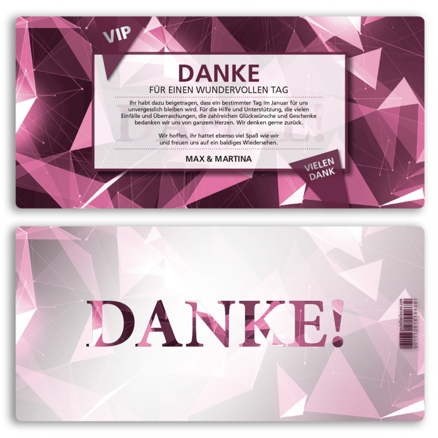 Danksagungskarten - VIP Pink