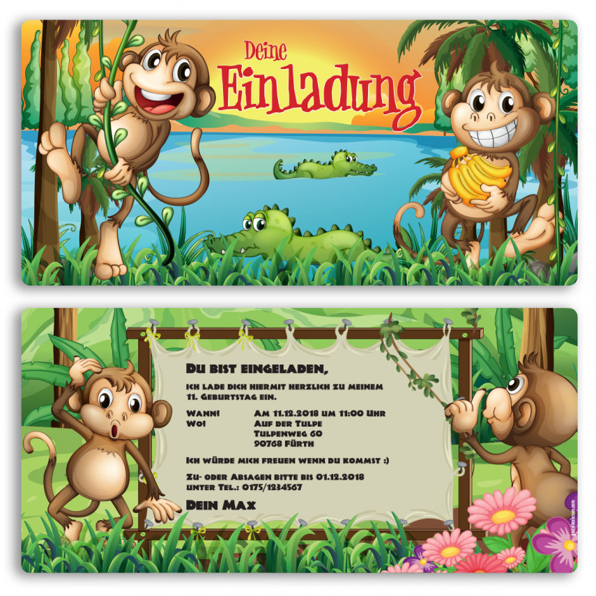 Einladungskarten - Affen