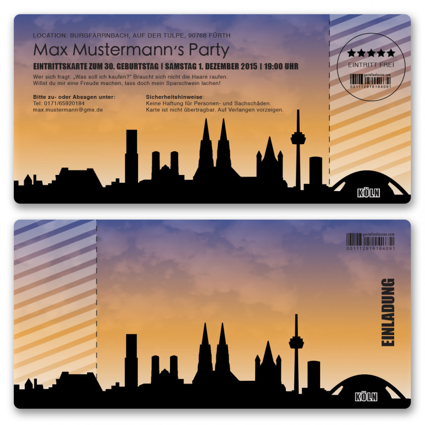 Einladungskarten als Skyline - Köln