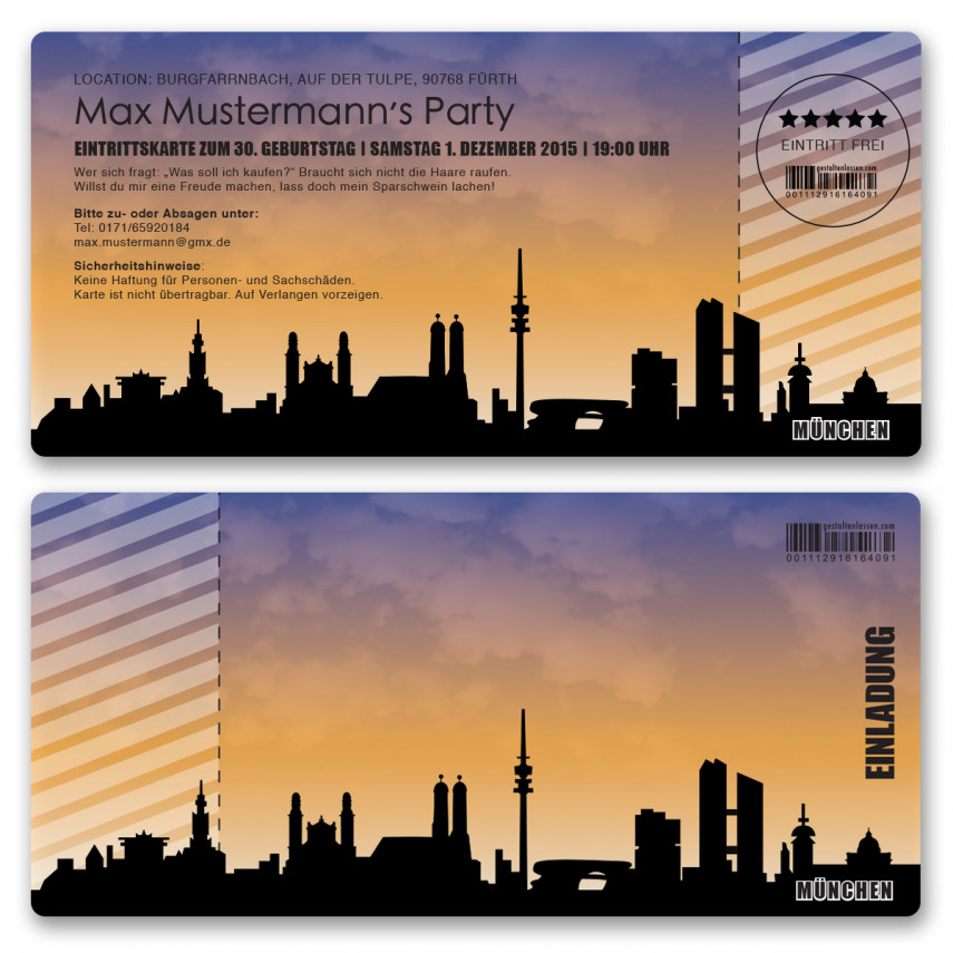 Einladungskarten als Skyline - München