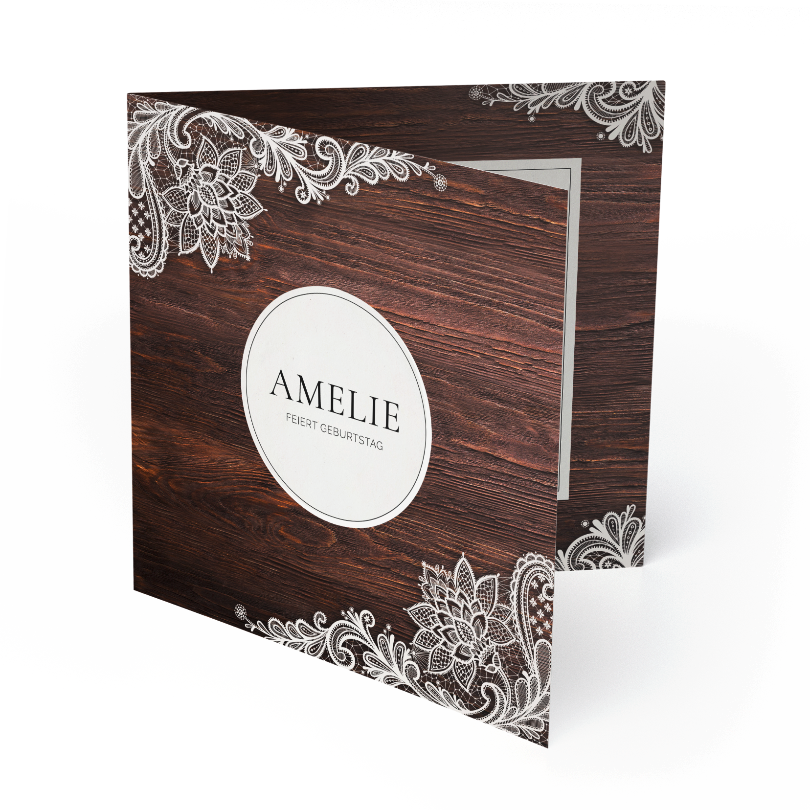 Einladungskarten Zum Geburtstag Rustikal Mit Weisser Spitze