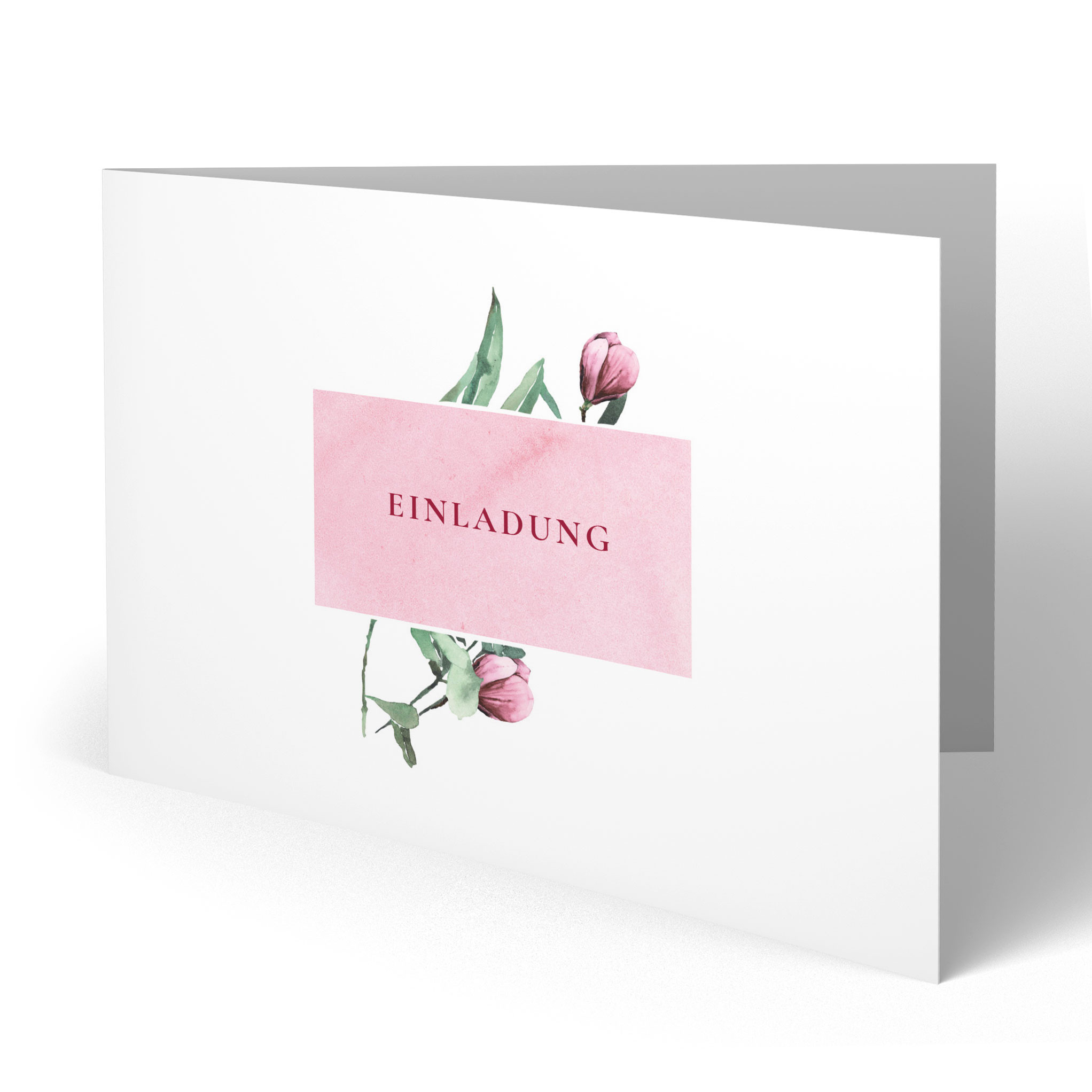 Einladungskarten Zur Taufe - 25 Stück Mit Umschlägen & Siegelaufklebern, Rosa Blumenkranz Design