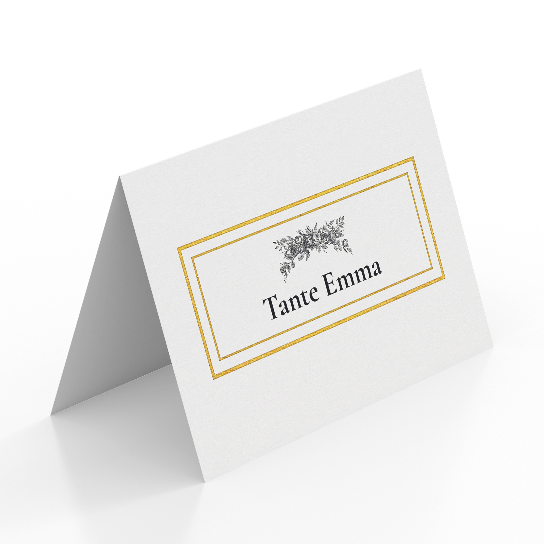 Tischkarten Zur Goldenen Hochzeit Mit Blumen In Gold Carinokarten