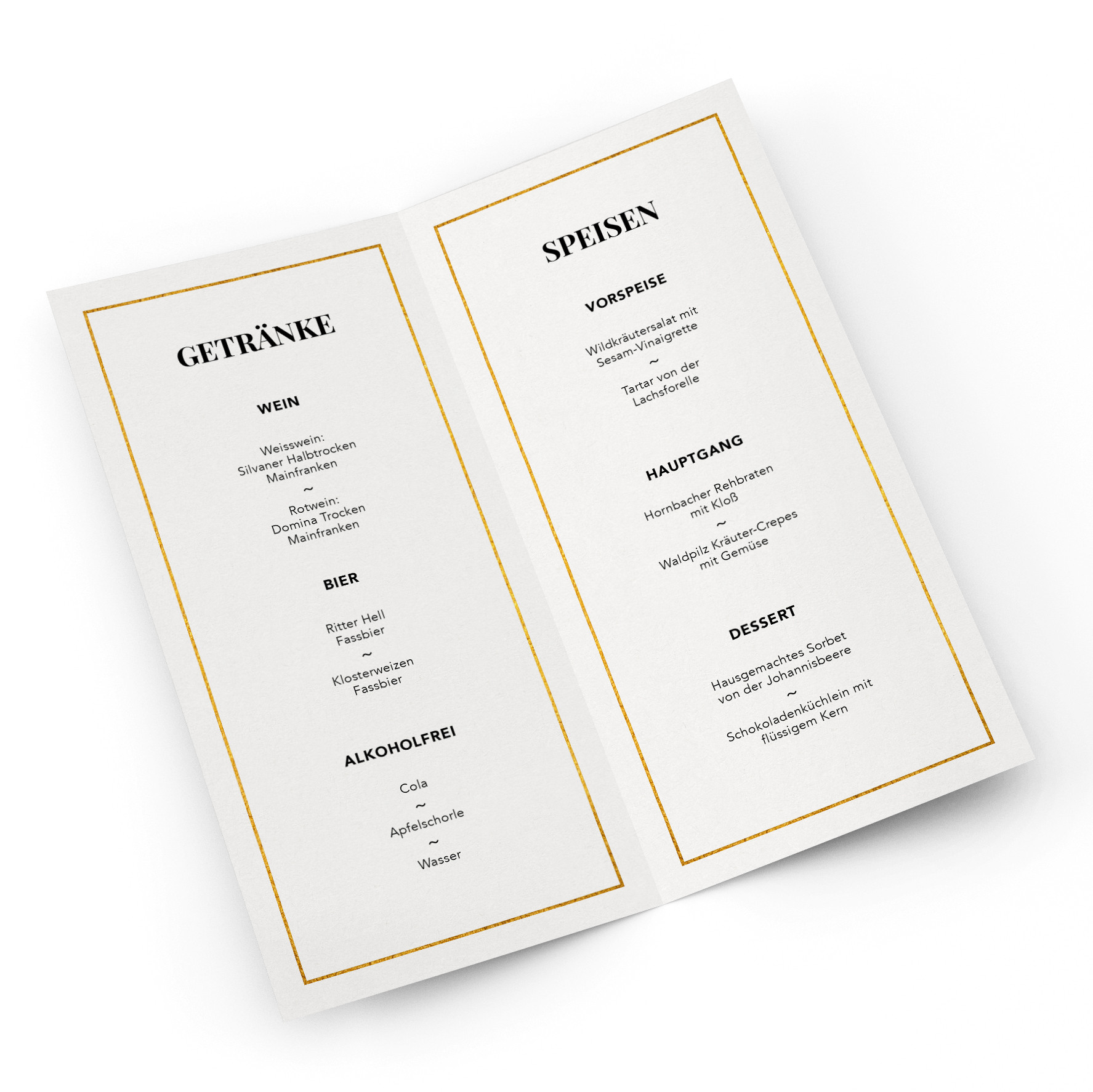Hochzeit Menukarten Weiss Gold Online Gestalten