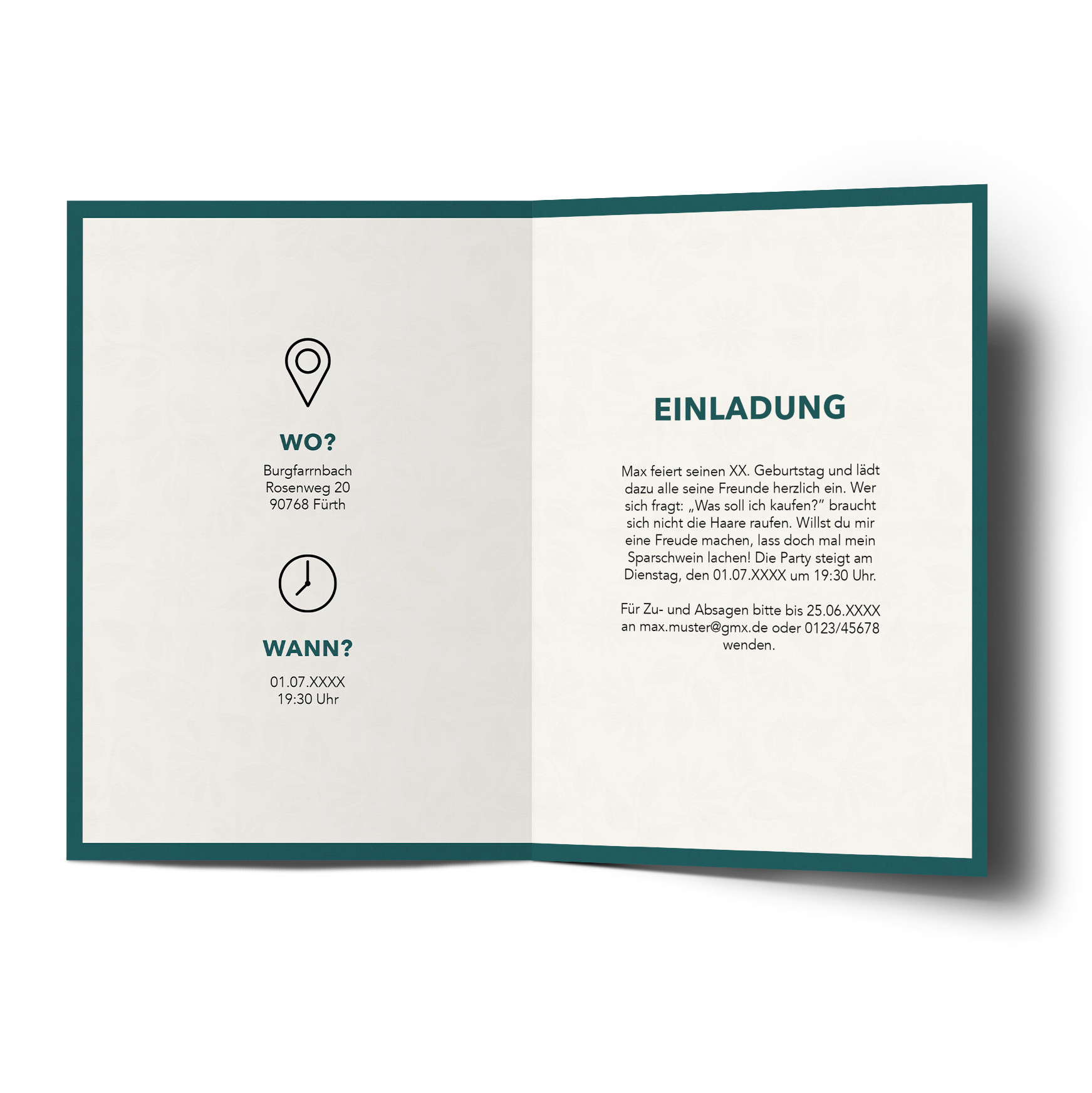 Einladungskarten Zum 18 Geburtstag Mit Pflanzenmuster