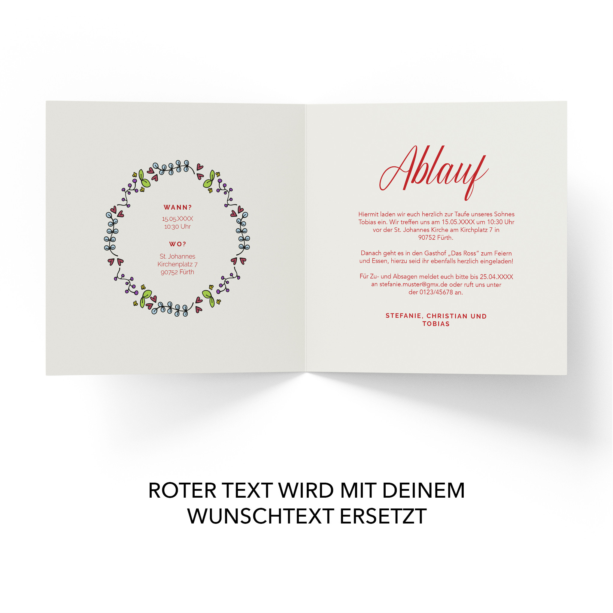 Einladungskarten Zur Taufe Blumen