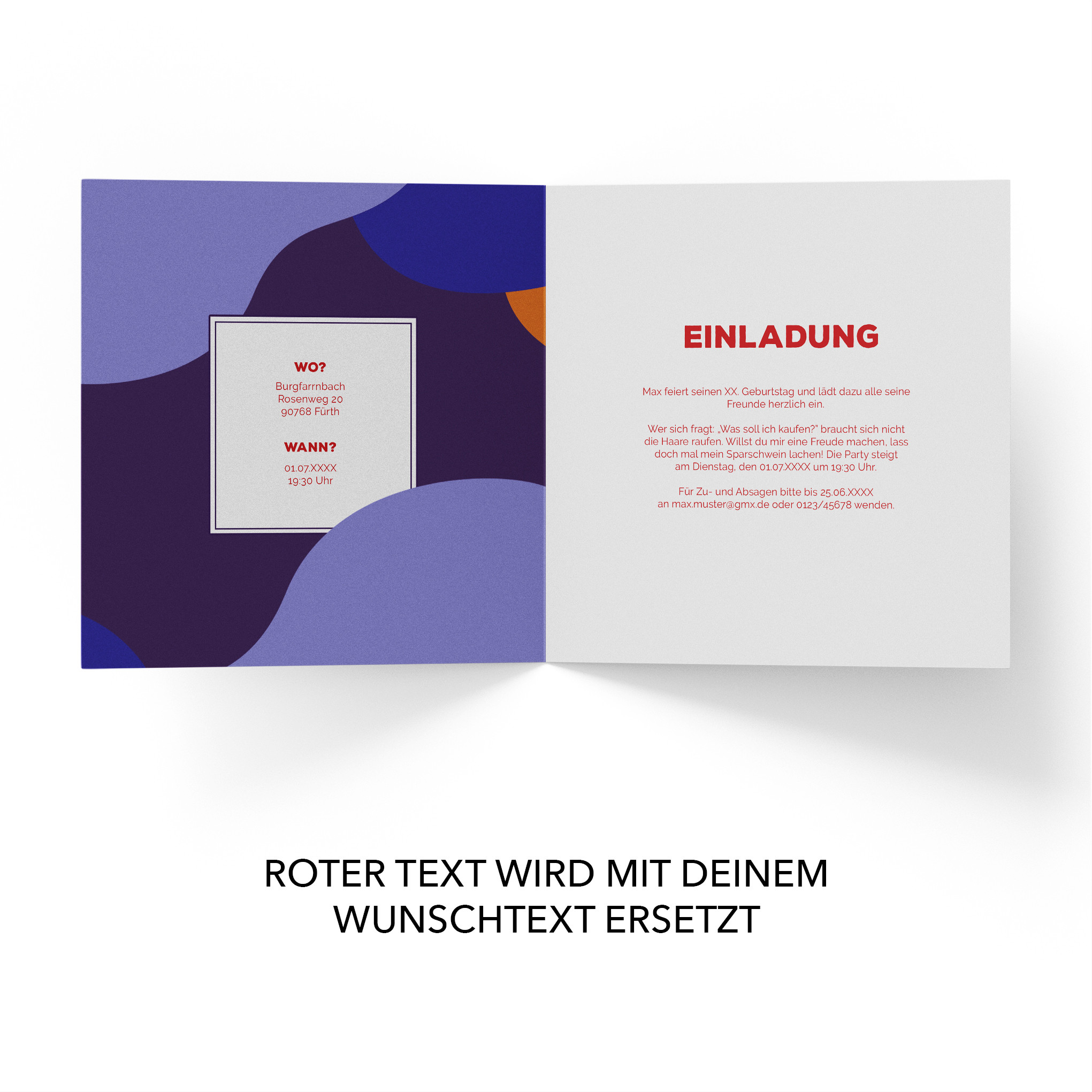 Einladungskarten Zum 80 Geburtstag Mit Farbflecken