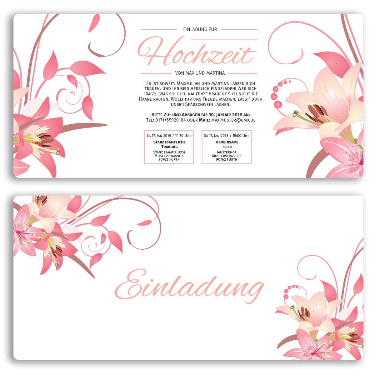 Hochzeitskarten mit Blumendesign bestellen!