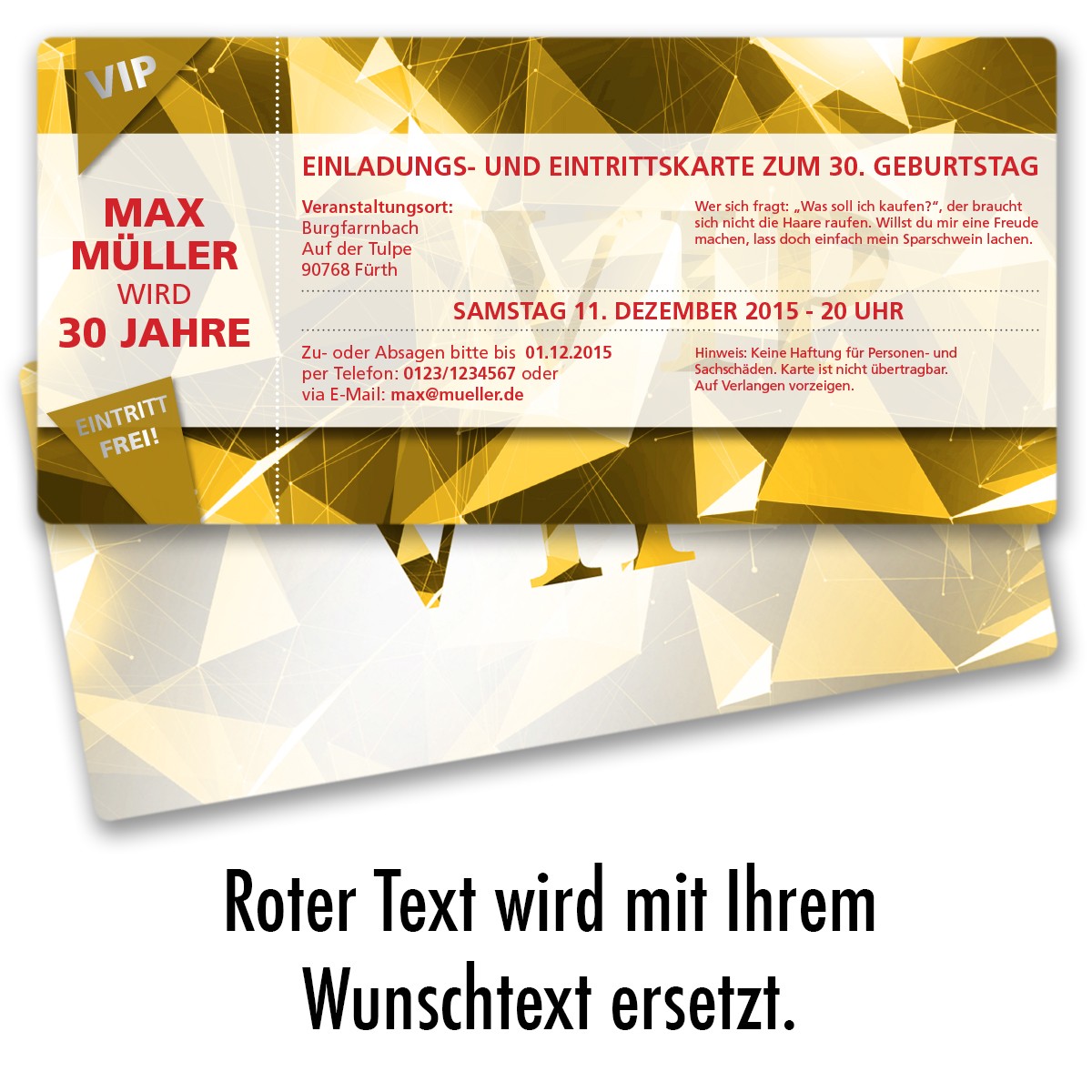 Einladungskarten Als Vip Eintrittskarte Online Gestalten