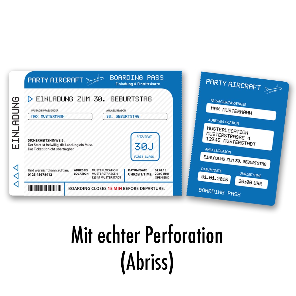 Einladungskarten Als Flugticket Blau Online Gestalten