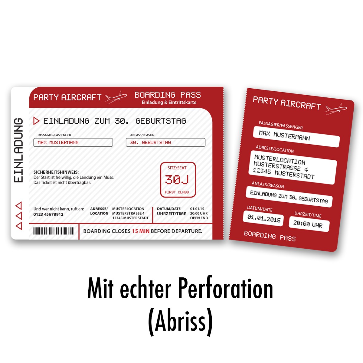 Einladungskarten Als Flugticket Rot Online Gestalten