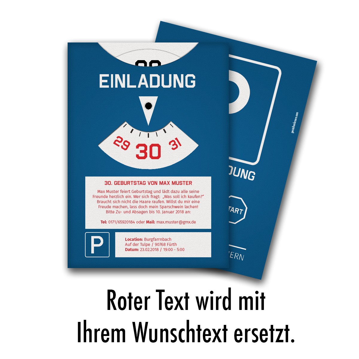 Geburtstagseinladung Parkscheibe