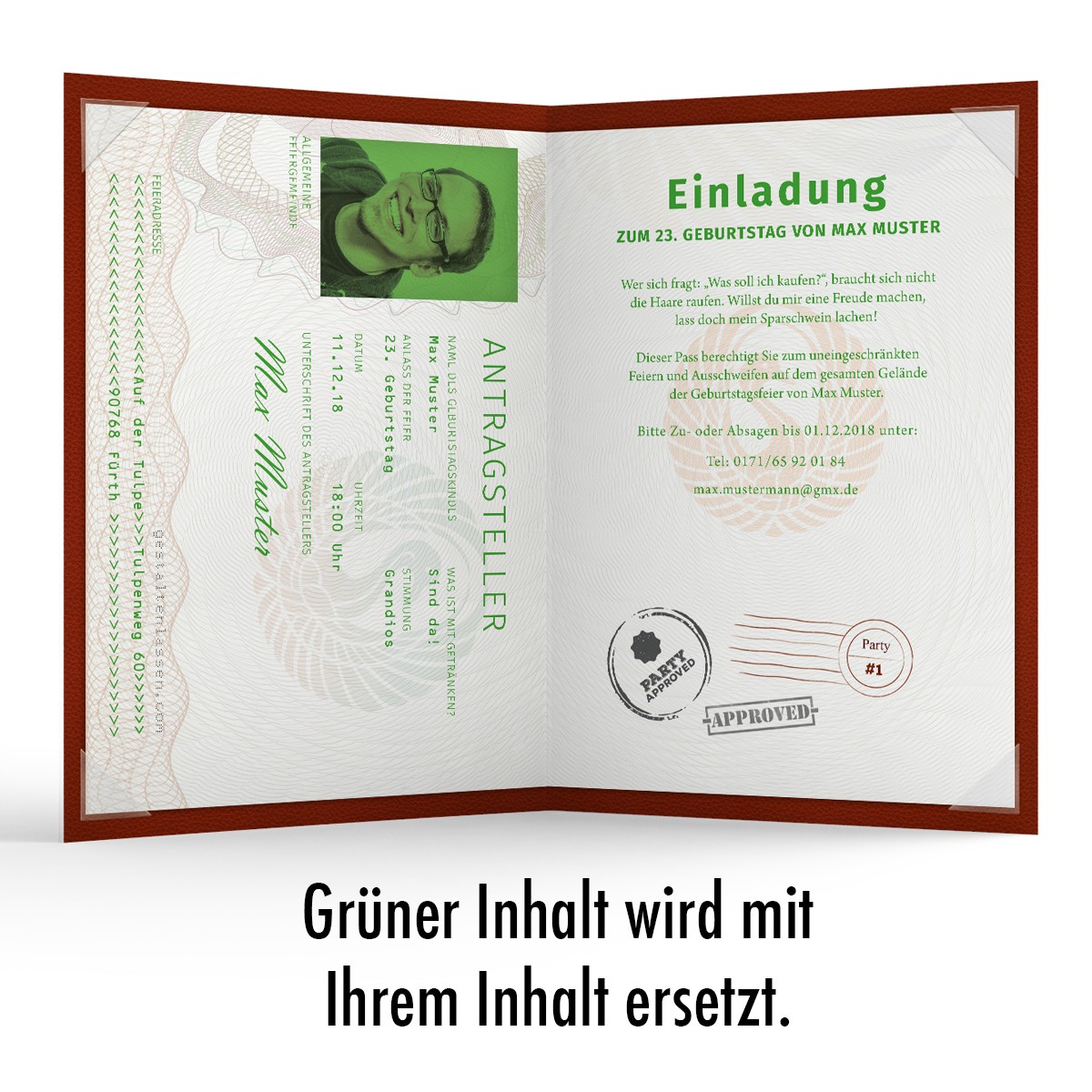 Einladungskarten Als Reisepass Mit Foto Online Gestalten