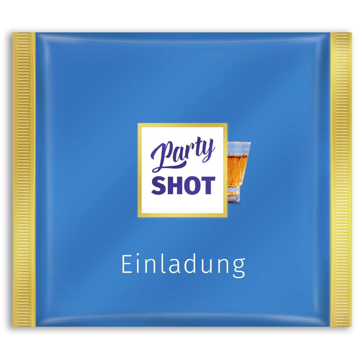 Einladungskarten als blaue Schokolade selbst gestalten