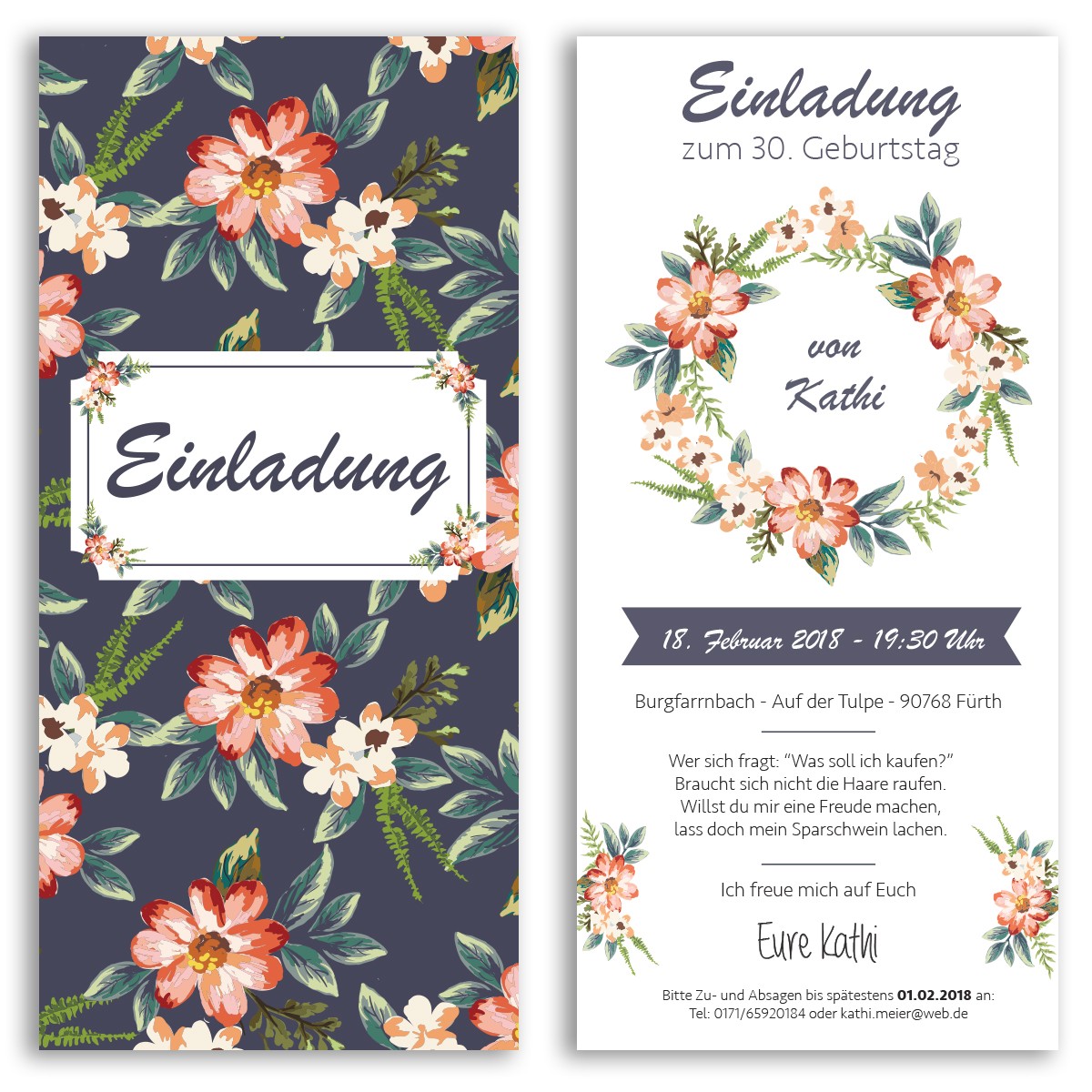 Einladungskarten Im Blumendesign Online Gestalten