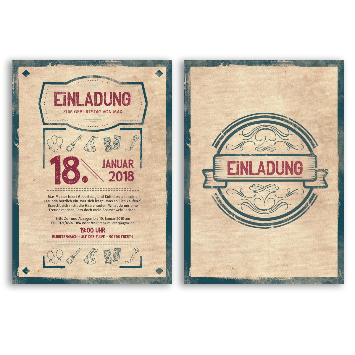 Einladungen Zum Geburtstag Im Vintagestyle