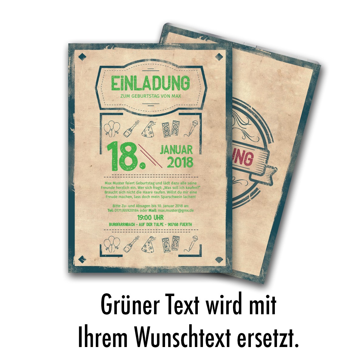 Einladungen Zum Geburtstag Im Vintagestyle