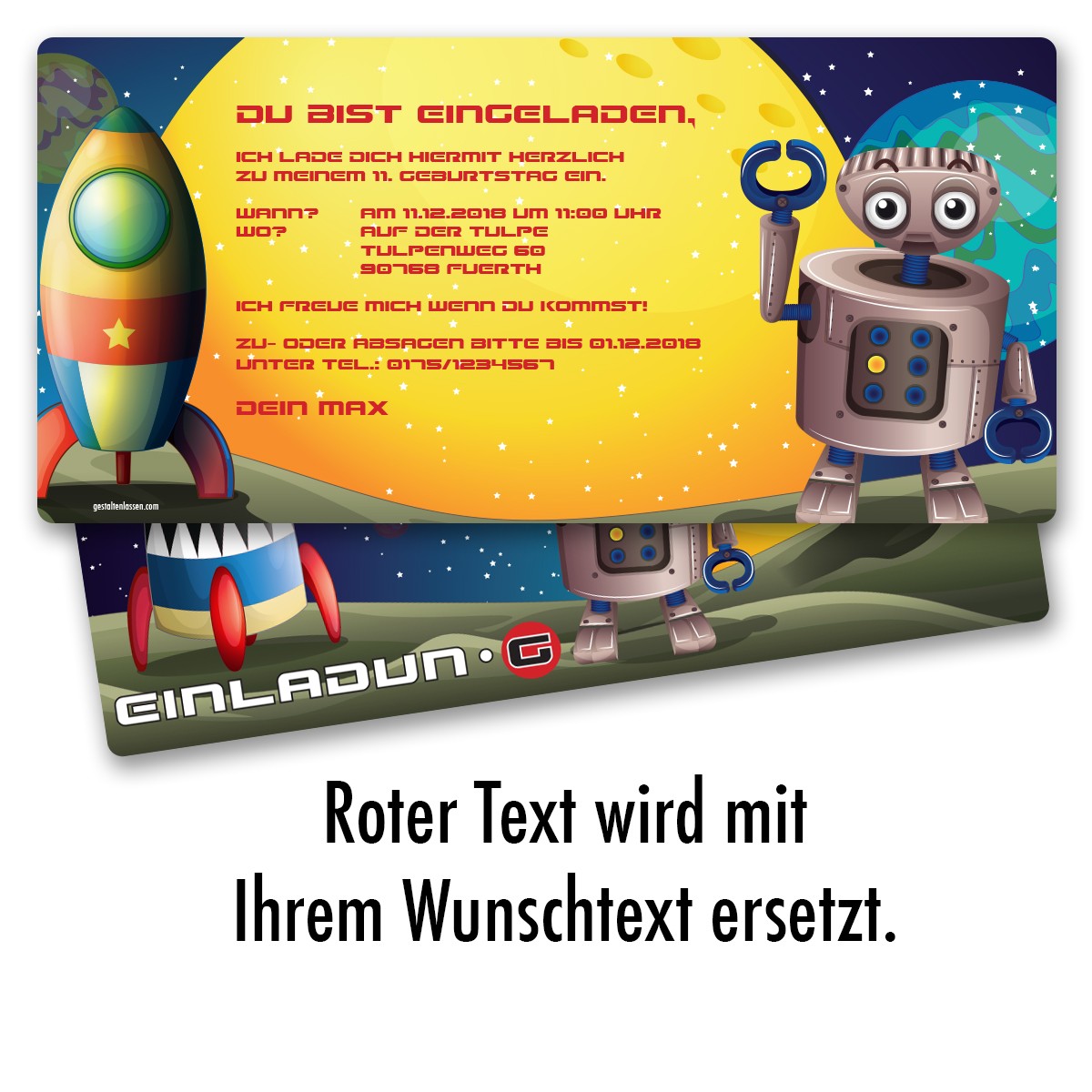 Einladungskarten Im Weltraum Design Online Bestellen