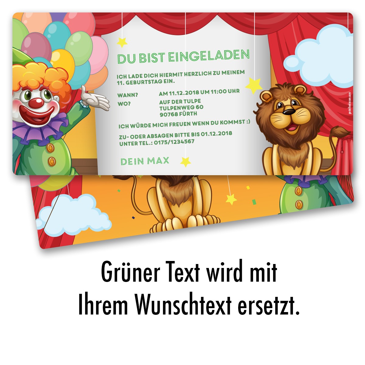 Einladungskarten im Zirkus Design ab 65 Cent / Einladung ...