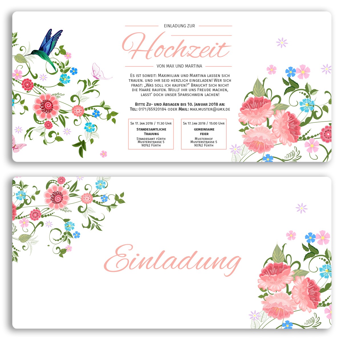 Hochzeitseinladungen Mit Blumenmotiv Online Bestellen