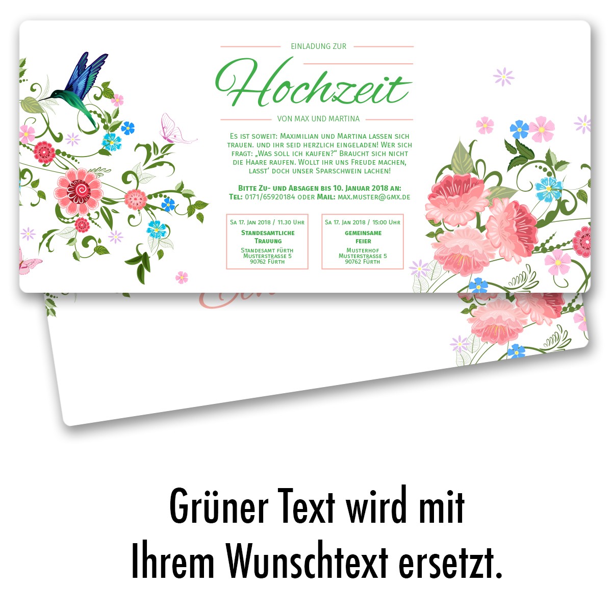 Hochzeitseinladungen mit Blumenmotiv ab 55 Cent Einladung