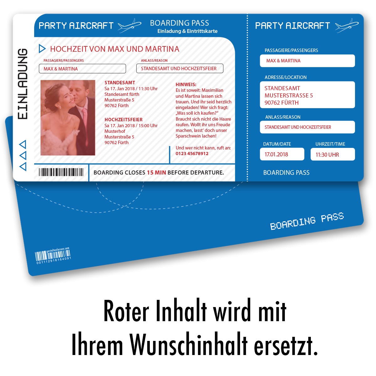 Hochzeitseinladungen Als Flugticket Online Bestellen