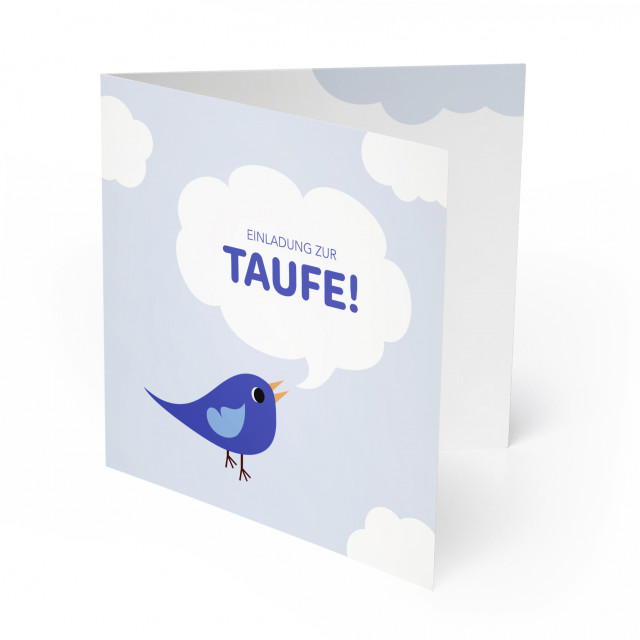 Einladungskarten zur Taufe - Vogel Blau