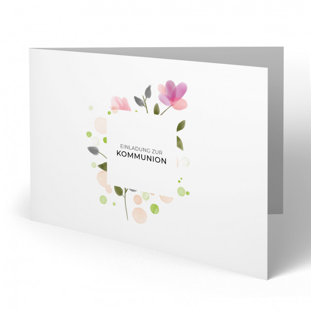 Kommunionskarten Einladung - Blumen
