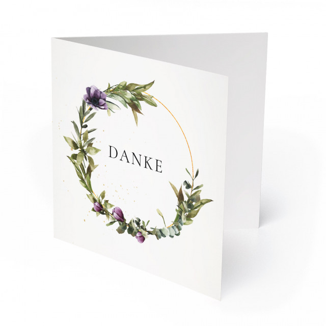 Hochzeit Dankeskarten - Blumenkranz