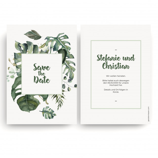 Save the Date Karten zur Hochzeit - Dschungel