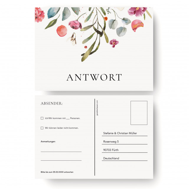 Antwortkarten Hochzeit - Blumenregen