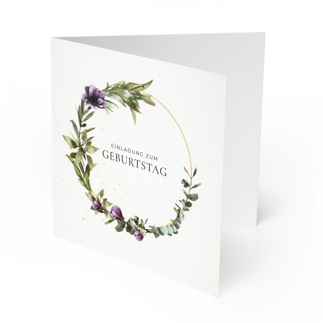 Einladungen zum Geburtstag - Blumenkranz