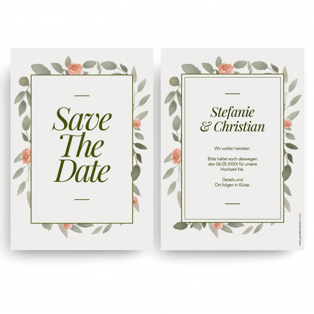 Save the Date Karten zur Hochzeit - Wasserfarben Blumen