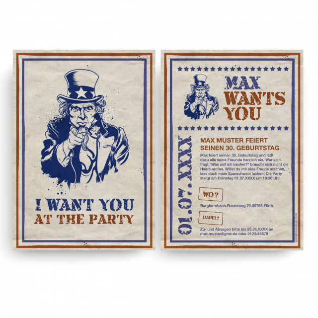 Geburstag Einladungskarten - I want you
