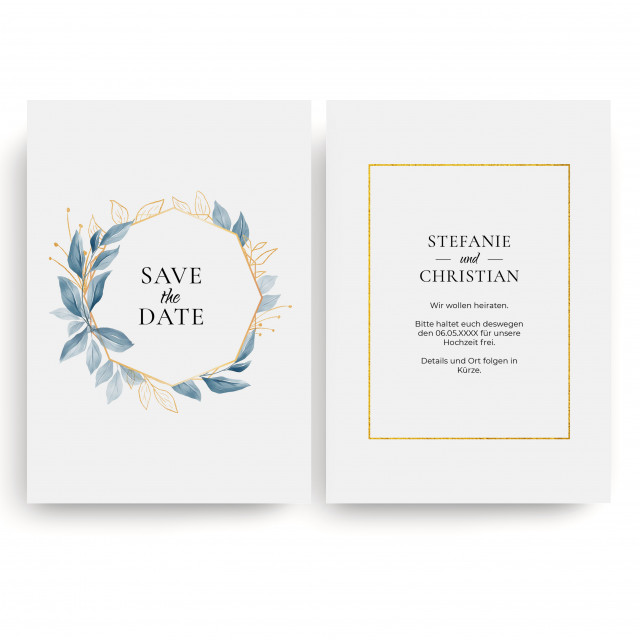 Save the Date Karten zur Hochzeit - Blaugold