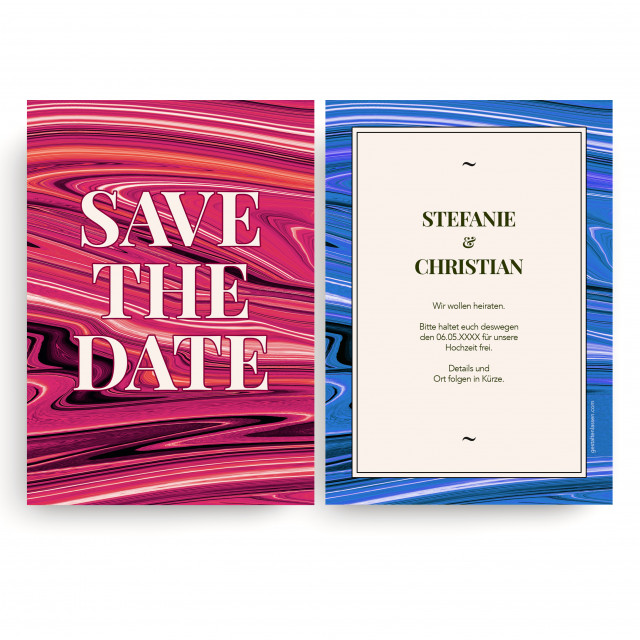 Save the Date Karten zur Hochzeit - Rot & Blau