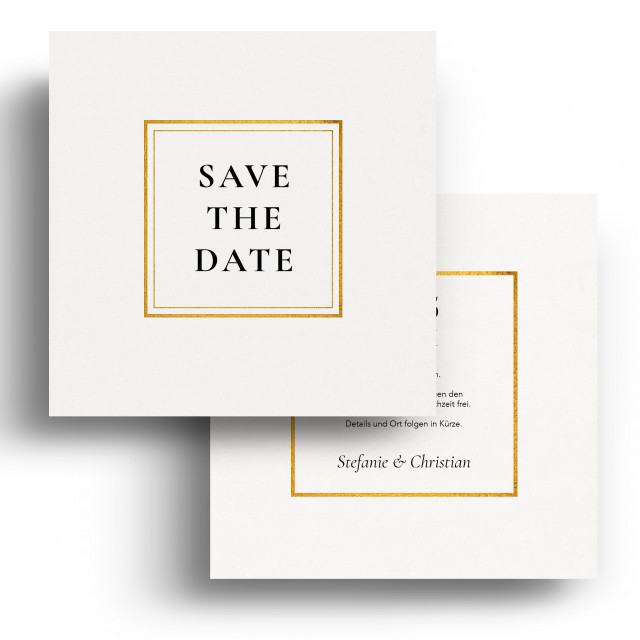 Save the Date Karten zur Hochzeit - Weiß Gold