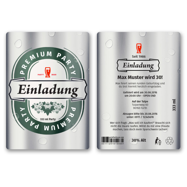 Einladungskarten als Bierdose