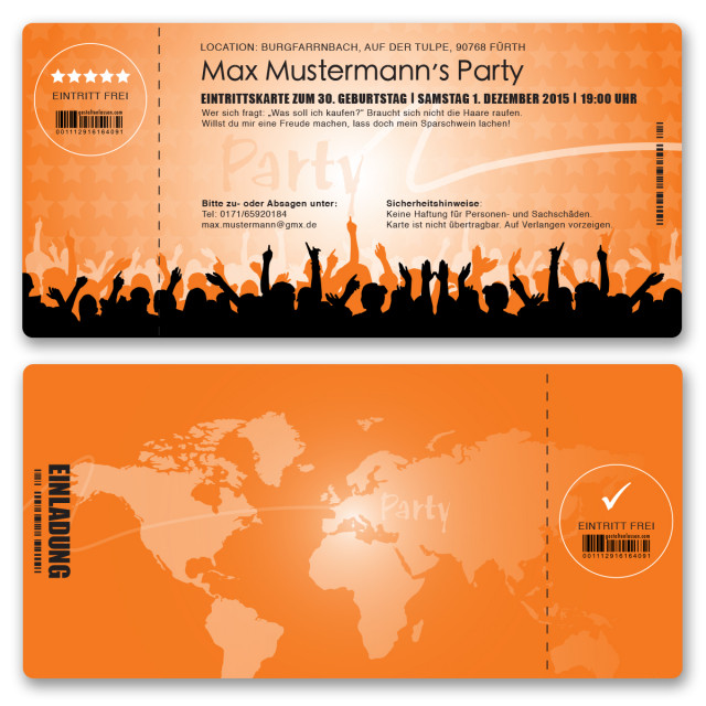 Einladungskarten als Eintrittskarte - Festival Orange