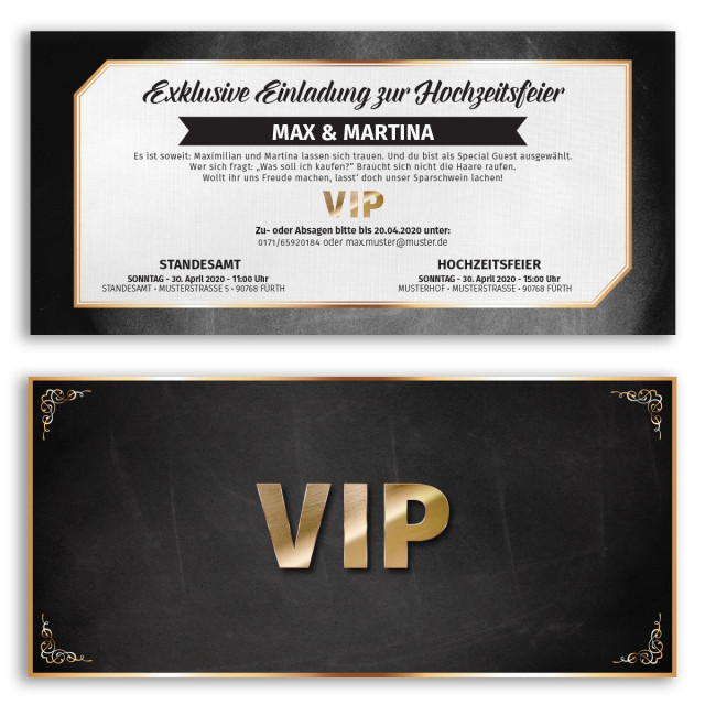 Hochzeitskarten als VIP-Ticket