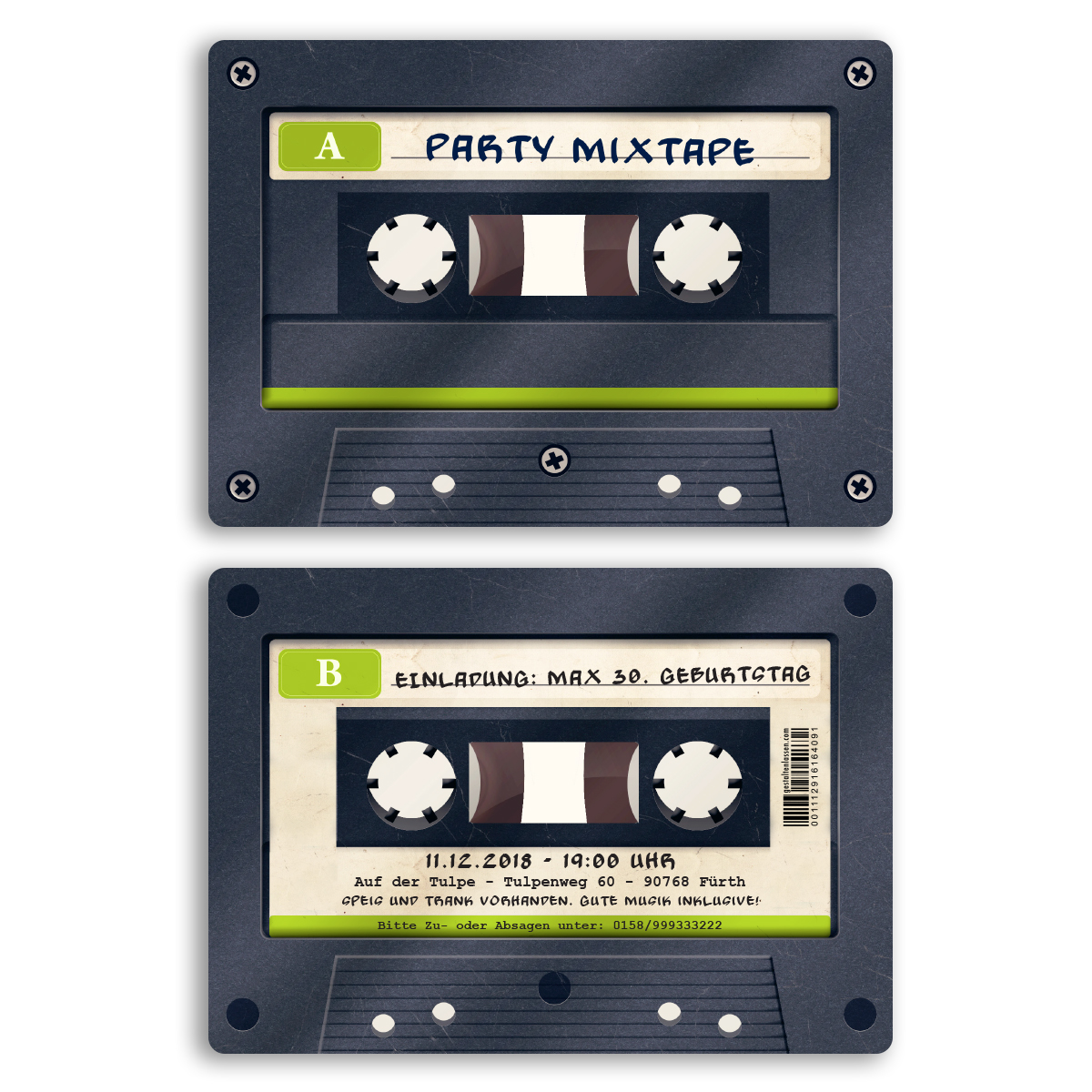 Einladungskarten Zum Geburtstag Als Kassette 60 Stuck Musikkassette Motiv Einladung Papierprodukte Burobedarf Schreibwaren Ayurvedanetworkbhu Com